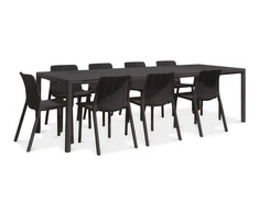 Lauko baldų komplektas TIBERINA BISTROT/TEVERE 8+1, stalas 211-275 cm, Anthracite