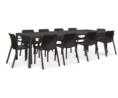 Lauko baldų komplektas TIBERINA/TEVERE 10+1, stalas 211-275 cm, Anthracite