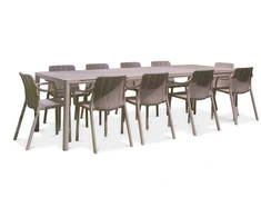 Lauko baldų komplektas TIBERINA/TEVERE 10+1, stalas 211-275 cm, Tortora