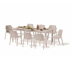 Lauko baldų komplektas TIBERINA/TEVERE 8+1, stalas 147–211 cm, Corda