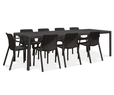 Lauko baldų komplektas TIBERINA/TEVERE 8+1, stalas 211-275 cm, Anthracite