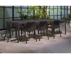 Lauko baldų komplektas TIBERINA/TEVERE 8+1, stalas 211-275 cm, Anthracite
