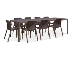 Lauko baldų komplektas TIBERINA/TEVERE 8+1, stalas 211-275 cm, Terra