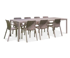 Lauko baldų komplektas TIBERINA/TEVERE 8+1, stalas 211-275 cm, Tortora