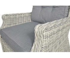 Lauko baldų komplektas TRIVENTO 3 + su pufais, Baltas Pilkas