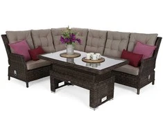 Lauko baldų komplektas Trivento Corner, Brown Mat / Brown Melange