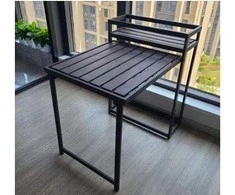 Lauko stalas su lentynėle Malea 2in1, 84x60x69/84 cm, juodas