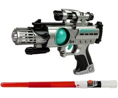 Lazerinis pistoletas su kardu ir kitais priedais