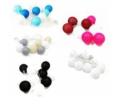 LED girlianda Cotton Balls, 10 LED, pilka/žalia/juoda