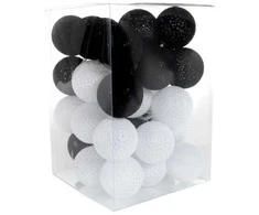 LED girlianda Cotton Balls, 35 LED, Juodas/Baltas