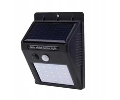 LED šviestuvas su saulės baterija ir judesio davikliu, 20 LED