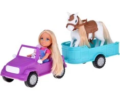 Lėlė Ankiki su arkliuku, automobiliu ir priekaba