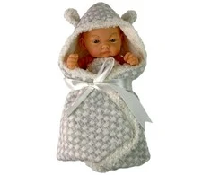 Lėlė kūdikis su pilka antklode, 24 cm
