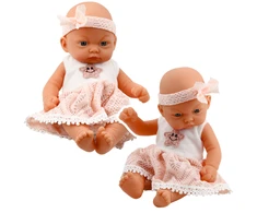Lėlė kūdikis su rožine suknele ir galvajuoste, 24 cm