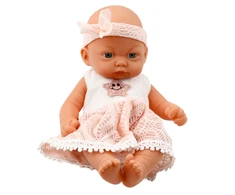 Lėlė kūdikis su rožine suknele ir galvajuoste, 24 cm