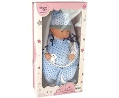 Lėlė kūdikis su žvaigždėta antklode 46 cm, mėlyna