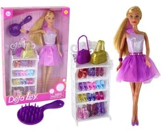 Lėlė Lucy su violetine suknele ir priedais