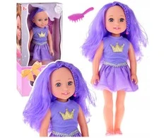 Lėlė su suknele ir šepečiu, 38 cm, violetinė
