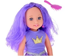 Lėlė su suknele ir šepečiu, 38 cm, violetinė
