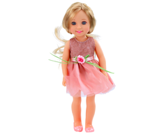 Lėlė su suknele ir šukomis, 38 cm, rožinė