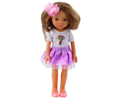 Lėlė su violetine suknele Pretty Girl, 32 cm