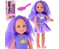 Lėlytė su violetiniais plaukais, 38 cm