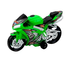 Lenktyninis motociklas su šviesos ir garso efektais, žalias