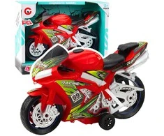 Lenktyninis motociklas su šviesos ir garso efektais, raudonas