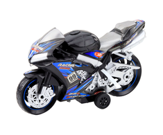 Lenktyninis motociklas su šviesos ir garso efektais, juodas/mėlynas