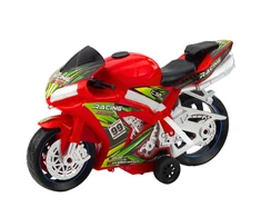 Lenktyninis motociklas su šviesos ir garso efektais, raudonas