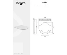 Lėtai nusileidžiantis klozeto dangtis Besco Aspen, Juodas