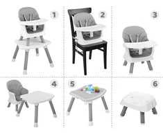 Maitinimo kėdutė - rinkinys 6in1, pilka
