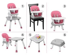 Maitinimo kėdutė - rinkinys 6in1, rožinė