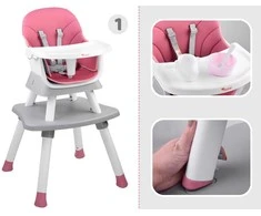 Maitinimo kėdutė - rinkinys 6in1, rožinė