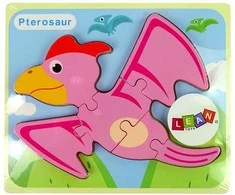 Medinė dėlionė Dinozauras, rožinė/mėlyna