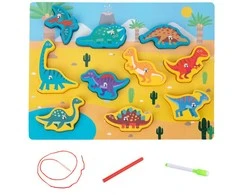 Medinė dėlionė su magnetais „Dinozaurai“