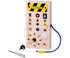 Medinė Montessori manipuliacinė lenta su LED šviesomis
