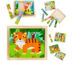 Medinės kaladėlės - dėlionė 4in1