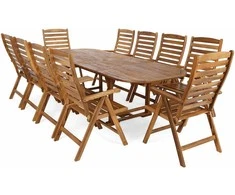 Medinių lauko baldų komplektas Akacja Oval, 165+50+50 cm, 10+1