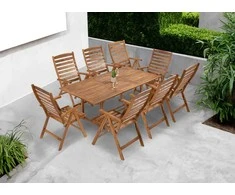 Medinių lauko baldų komplektas AKADIA DINING 200/8+1