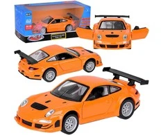 Metalinis automobilis Porsche 911 GT3 RS su garso ir šviesos efektais, oranžinis
