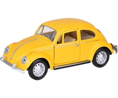 Metalinis automobilis Volkswagen Classical Beetle 1967 su garso ir šviesos efektais, geltonas