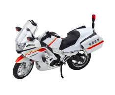 Metalinis motociklo modelis su šviesos ir garso efektais, 1:12, baltas su linijomis