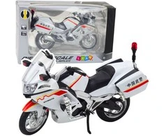 Metalinis motociklo modelis su šviesos ir garso efektais, 1:12, baltas su linijomis