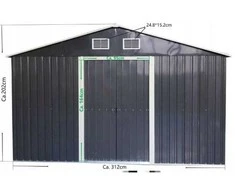 Metalinis sodo namelis, 312x257x202 cm, pilkas