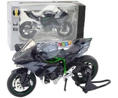 Metalinis sportinio motociklo modelis su šviesos ir garso efektais, 1:12, pilkas