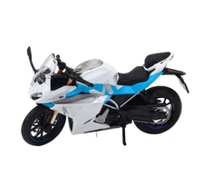 Metalinis sportinio motociklo modelis su šviesos ir garso efektais, 1:12, baltas/mėlynas