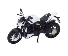 Metalinis sportinio motociklo modelis su šviesos ir garso efektais, 1:12, baltas