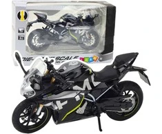 Metalinis sportinio motociklo modelis su šviesos ir garso efektais 250 SR 1:12, juodas