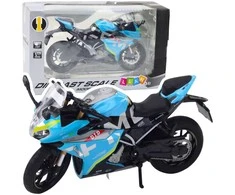 Metalinis sportinio motociklo modelis su šviesos ir garso efektais, 1:12, mėlynas